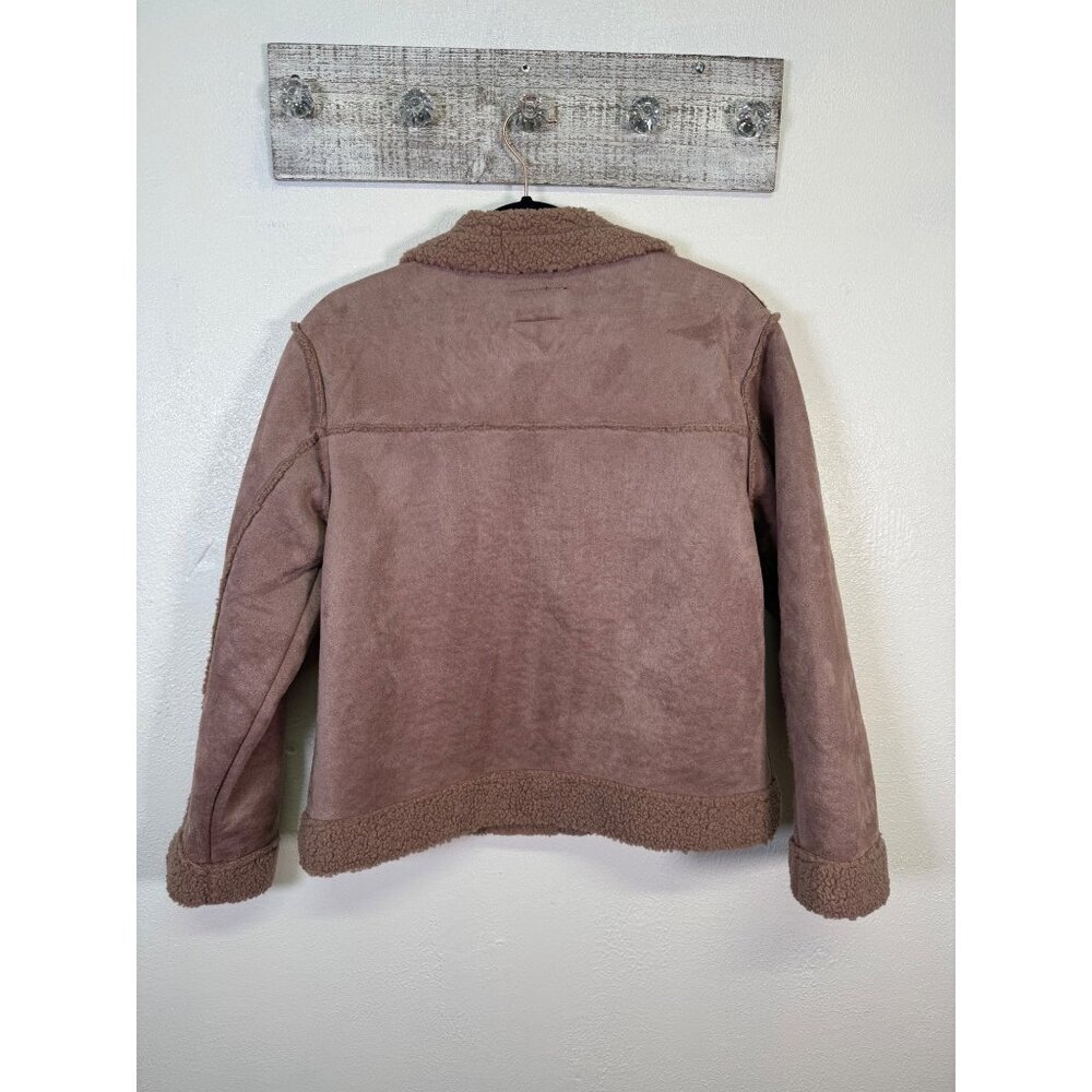 Haute Monde Faux Suede Moto Jacket Sherpa Lining Maeve  Large Biker Urban Boho - Picture 3 of 12